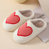 Wjczt Houseshoes Cust Big Small Heart Women's Slippers Non Slip Soft Smile Gift for Ladies Indoor Winter Warm Fluffy Cozy Comfy Shoes