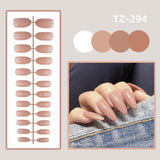 Wjczt 24Pcs/Set Long Round Head Bright Solid Color Press On Acrylic Nail Art Fake Nails Finished Wearing Manicure Reusable False Nails