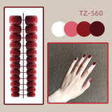 Wjczt 24Pcs/Set Long Round Head Bright Solid Color Press On Acrylic Nail Art Fake Nails Finished Wearing Manicure Reusable False Nails