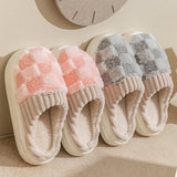 Wjczt Autum Winter Plush Warm Women Cotton Slippers Casual Indoor Home Toe Wrap Cartoon Slides Men Anti Slip Thick Platform Soft Shoes