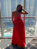 Wjczt Sexy Red Fish Print Suspenders Long Dress Women Chic Off Shoulder Backless Big Hem Loose Dresses Summer Lady Party Street Robes