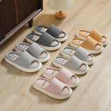 Wjczt Couples Home Linen Slippers Women Indoor Soft Comfortable Bedroom Slides Men Leisure Non Slip House Shoes Platform Cotton Flats