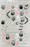 Wjczt Halloween 3D Ghost Face Fire Nail Sticker Autumn Leaves Snowman Design Spider Pumpkin Christmas Nail Sliders Manicure Decals Diy