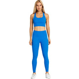 Wjczt  2PCS Yoga Set Woman Gym Clothes Workout Sportswear Strappy Sports Bras High Waist Leggings Gym Wear Athletic Sport Suit