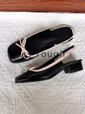 Wjczt France Style Vintage Mary Janes Shoes Women Kawaii Bow-knot Sweet Pumps Shoes Female Square Heel Korean Fashion Shoes 2024 New