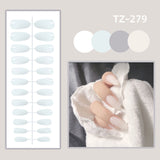 Wjczt 24Pcs/Set Long Round Head Bright Solid Color Press On Acrylic Nail Art Fake Nails Finished Wearing Manicure Reusable False Nails