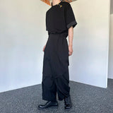 Wjczt  Korean Style Loose Men's Casual Drawstring Pants Straight Wide Leg Solid Color Male Trousers New Stylish Summer 2025