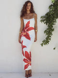 Wjczt Floreal Print Long Dress For Women Gown Summer New Spaghetti Strap Sleeveless Backless Bodycon Sexy Midi Dress Elegant