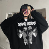 Wjczt    Y2k Harajuku Hoodies Women Autumn Winter Hip Hop Zipper Pocket Print Aesthetic Hooded Sweatshirts Female Goth Punk Jackets Coats