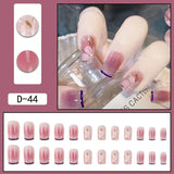 Wjczt 24Pcs/Set Press On Fake Nails Green Wearing Reusable False Nails Art Girls Ballerina Coffin Nail With Glue Full Cover Artificial