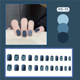 Wjczt 24Pcs/Box Nail Art Fake Short Ballet Wearable Fake Nails press on Square Coffin Head Full Cover Detachable Finished Fingernails