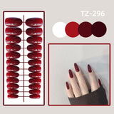 Wjczt 24Pcs/Set Long Round Head Bright Solid Color Press On Acrylic Nail Art Fake Nails Finished Wearing Manicure Reusable False Nails