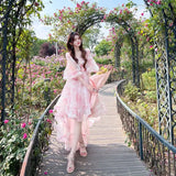 Wjczt French high-grade niche design tea break light luxury dress female floral bubble sleeve square collar fairy skirt