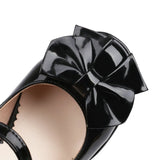 Wjczt Japanese Lolita Shoes Chunky High Heel Thick Platform Queen Mary Jane Pumps with Sweet Bow Buckle Strap Pink Black White