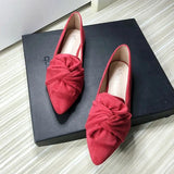 Wjczt Flat Shoes for Women Suede Velvet Spring Summer Casual Shoes Women Flats Bow Flower Pointed Scoop Shoes Slip on Size 33 34 43