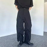 Wjczt  Korean Style Loose Men's Casual Drawstring Pants Straight Wide Leg Solid Color Male Trousers New Stylish Summer 2025