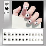 Wjczt 24Pcs/Box Sweet Short Round/Square Head False Nail Art Full Cover Detachable Artificial Fake Nails Ballerina Press on Nails Tips