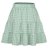 Wjczt Preppy Style High Waist Plaid Skirts For Women Summer  Fashion A-Line Sweet Short Skirt Young Female Casual Sexy Mini Skirts