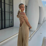 Wjczt Hollow Out Long Dress Women 2024 Summer Fashion Sleeveless Perspective Maxi Dresses Elegant Loose Backless Chic Party Dresses