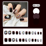 Wjczt 24Pcs/Box Nail Art Fake Short Ballet Wearable Fake Nails press on Square Coffin Head Full Cover Detachable Finished Fingernails