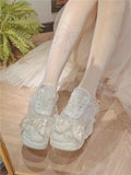 Wjczt Summer Autumn Fashion Elegant White Platform Breathable Women's Shoes Versatile Fashion Lace Summer Sports Strap Lolita Shoes