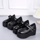 Wjczt Brand New Female Lolita Cute Mary Janes Pumps Platform Wedges High Heels women's Pumps Sweet Gothic Punk Shoes Woman