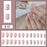 Wjczt 24Pcs/Set Press On Fake Nails Green Wearing Reusable False Nails Art Girls Ballerina Coffin Nail With Glue Full Cover Artificial