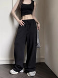 Wjczt Wide Leg Sweatpants Women Casual Classic Black Gray Joggers Oversized Sports Trousers Baggy Female Streetwear All-match