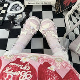 Wjczt Sweet Girls Lolita Cute Bowknots Platform Shoes Kawaii Love Buckle Alice Flat Elevator Shoes Mary Janes