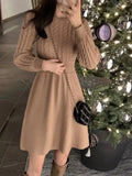 Wjczt Autumn Winter Women New Korean Twist Sweater Dress Female O-neck A-line Vestidos Ladies Long Sleeve Knit Dresses M301