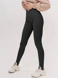 Wjczt Black Ribbed Knit Leggings Women High Waist Cotton Fitness Basic Pants Casual Spring New All-Match Female Skinny Leggings