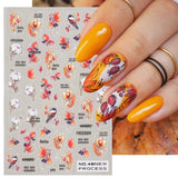 Wjczt Halloween 3D Ghost Face Fire Nail Sticker Autumn Leaves Snowman Design Spider Pumpkin Christmas Nail Sliders Manicure Decals Diy