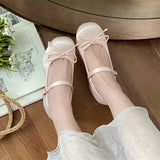 Wjczt  New Spring Autumn Thick Heel Pink Shoes Elegant Bow Lolita Shoes College Girls High Heels Fashion Women Sandals