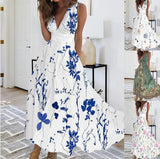 Summer Women Dress 2025 Elegant Party Sleeveless Long Dress Robe Sexy Bohemian Print Dresses Vestidos Casual Swing Sundress