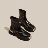 Wjczt Shoes for Women  High Quality Black Women's Boots Street Fashion Round Toe Ladies Shoes Non-slip Thick-soled Gothic Boots