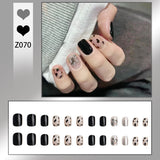 Wjczt 24Pcs nail art fake nails French microd rilling simple Full Seamless Removable False Nail Ballerina Press On Nails Art Tips Set