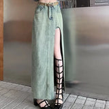 Wjczt 2024 New Women Designer High Waist Denim Side Slit Skirts Female Hotsweet Fashion Wrapped Dress Girls Sexy Blue Skirts Big Size