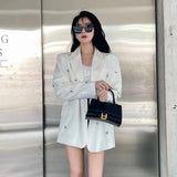 Wjczt New Fashion Women Loose Blazer Suit Coat Autumn Long Sleeve Notched Collar Single Breasted Letter Korean Jacket Suit Tops