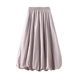 Wjczt Summer New High Waist Slim Flower Bun Skirts Female Lantern Loose Skirt Korean Fashion Midi Long A- Line Skirt Elegant for Women