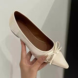 Wjczt New Women's Ballet Shoes Shallow Slip on Bow Flats Loafers Shoes Ladies Casual Outdoor Ballerina Shoes Low Heels Solid Color