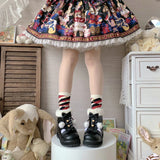 Wjczt Winter Kawaii Girl Sweet Lolita Boots Vintage Round Head Plush Cashmere Warm Women Shoes Cute Bowknot Snow Boots