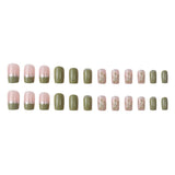 Wjczt 24Pcs/Set Press On Fake Nails Green Wearing Reusable False Nails Art Girls Ballerina Coffin Nail With Glue Full Cover Artificial