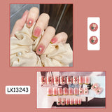 Wjczt 24p Artifical Fake Nails Full Coverage False Nails White Clouds French Long Wearing Reusable Nail Coffin Ballerina Press on Nail