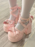 Wjczt Sweet Vintage Mary Janes Shoes Women Star Buckle Lolita Kawaii Platform Shoes Female Bow-knot Cute Designer Shoes Summer