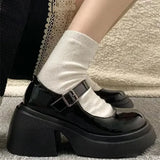 Wjczt Platform Mary Jane Shoes 2025 New Women's Shoes Women Thick Heels Trendy Street Lolita Shoes Round Toe Ankle Strap  Pumps