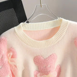 Wjczt Cartoon Pink Women Sweaters Bows Autumn Winter Korean Fashion Sweet Pull Femme Kawaii Loose Warm Retro Pullovers