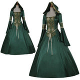 Wjczt Europe and the United States medieval retro court hooded dress Gothic square collar tie with flared sleeves large skirt