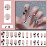 Wjczt 24Pcs/Set Press On Fake Nails Green Wearing Reusable False Nails Art Girls Ballerina Coffin Nail With Glue Full Cover Artificial