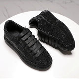 Wjczt Diamond Sequins Women's Sneakers Platform Vulcanized Shoes Light Breathable Casual Shoes New Fall Luxury Shoes for Women