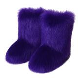 Wjczt Winter Shoe Women's Winter Fluffy Faux Fox Fur Boots Woman Plush Warm Snow Boots Luxury Footwear Girls' Furry Fur Bottes Fashion